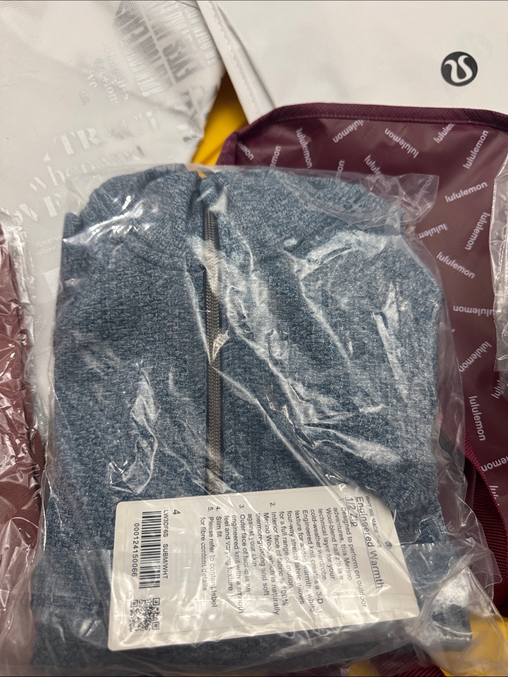 Lululemon Heathered Blue engineered warmth 1/2 zip sweater 4